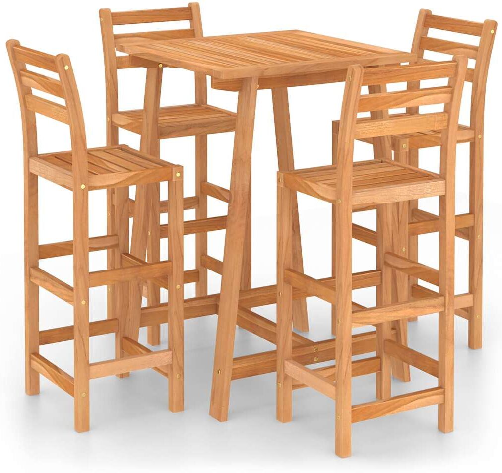 vidaXL Mesa y sillas de bar para jardín 5 pzas madera maciza de acacia Marrón