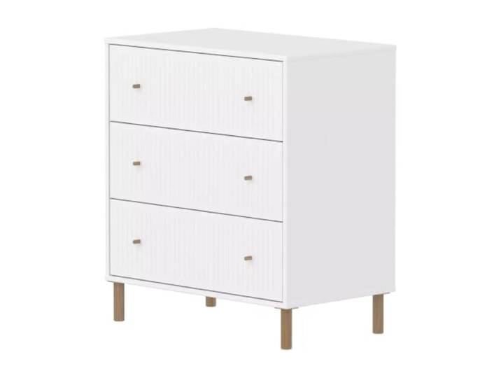 Flexa SAGA Kommode mit 3 Schubladen, geriffelten Fronten, weiß, Eichenbeine Flexa - ref. 81-42304-95 - 5706459181653 - dim. 45x75x84cm - WeiÃ