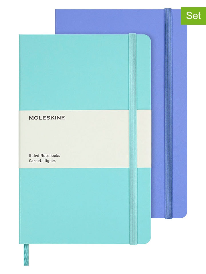 Moleskine 2er-Set: Linierte Notizbücher in Blau - onesize