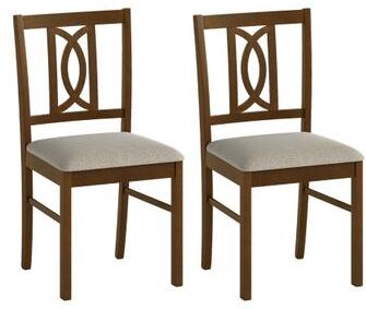Costway Dining Chairs Set of 2 Rubber Wood Dining Room Chairs with Hollowed Backrest-Walnut