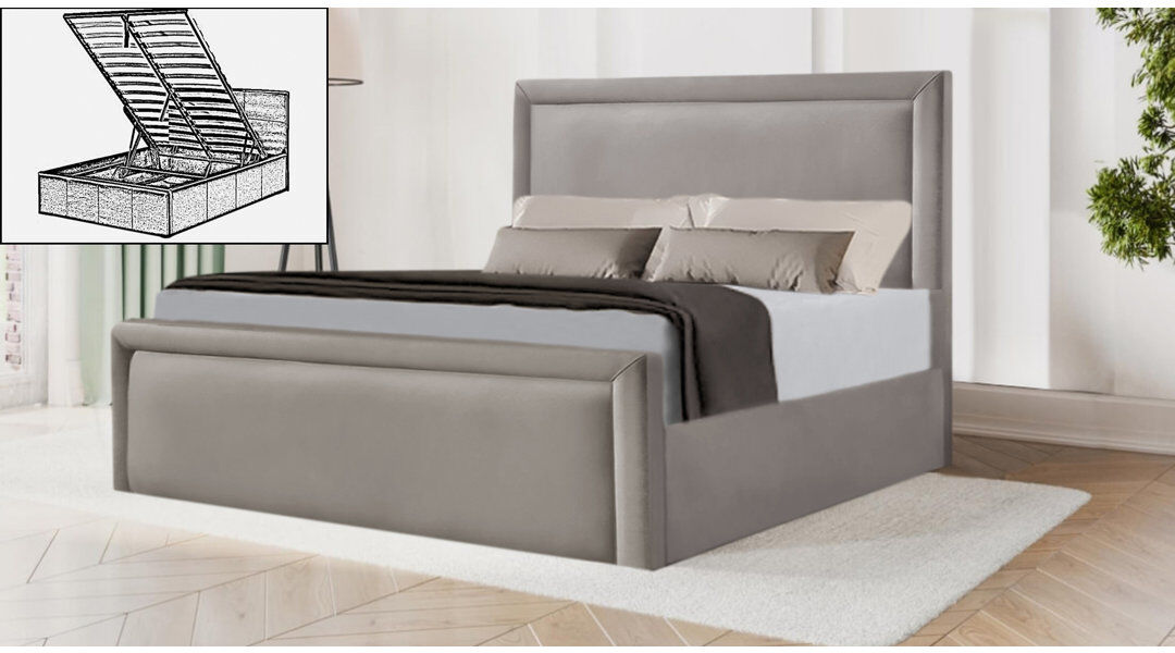 Brayden Studio Milan Upholstered Ottoman Storage Bed Silver Kingsize (5')