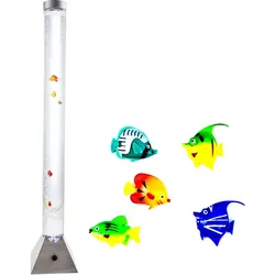 RGB LED Farbwechsel Wasser Lampe rund Fische bunt Stand Leuchte Dekoration Sprudel Säule