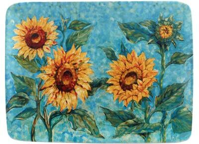 "Certified International Golden Sunflowers Rectangular Platter - 16"" x 12"" x 1.25"""