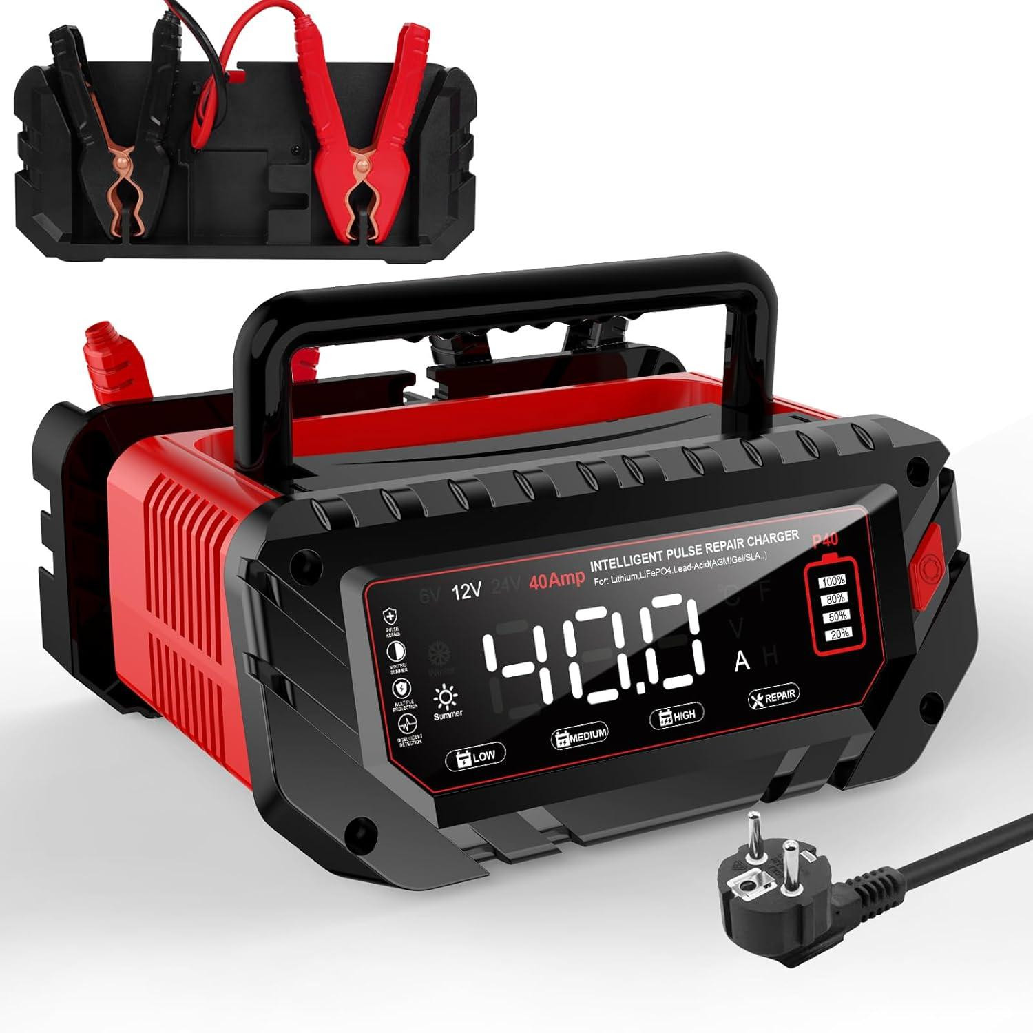 Selius Autoacculader - 40 A Laadstroom - Geschikt voor 6V, 12V en 24V Batterijen - Onderhoudsapparaat