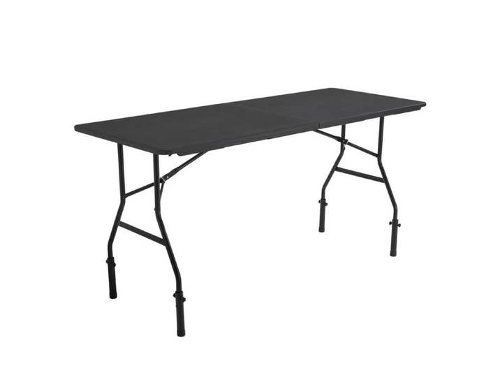 Table pliante noire 180 cm avec réhausses