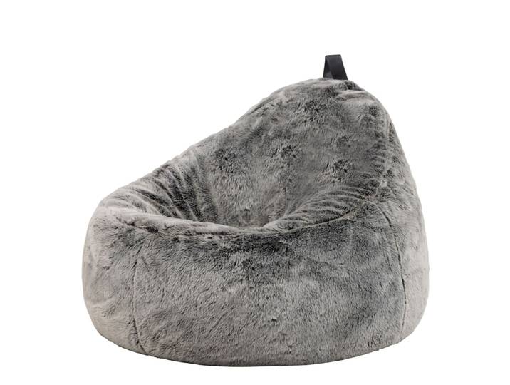 Pouf fausse fourrure gris loup