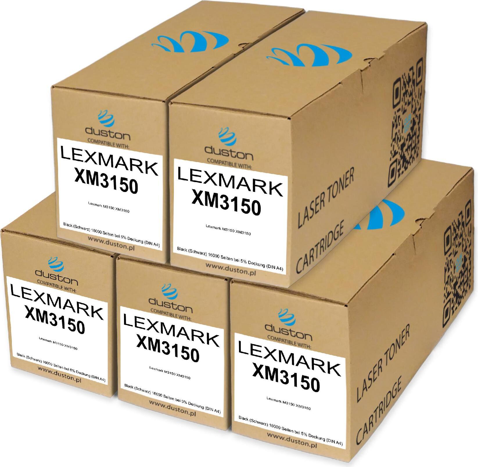 5x XM3150, 24B6186 Toner Druckertoner Patrone Schwarz kompatibel mit Lexmark M3150 XM3150