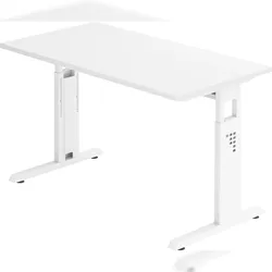 bümö Homeoffice Schreibtisch "O-Serie" höhenverstellbar, Tischplatte 120 x 67,2 cm in weiß, Gestell in weiß