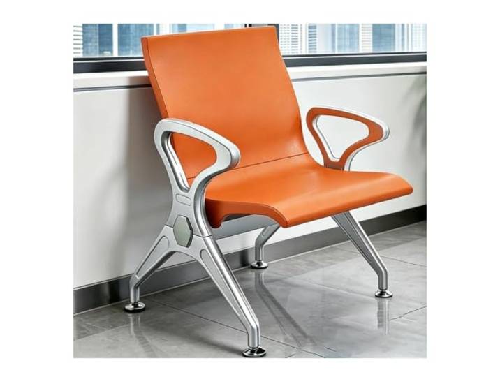 YPIOUREN Wartezimmer Stühle, Esszimmer Stühle, Stuhl mit Armlehne Stabiler Rahmen aus Aluminiumlegierung, 750 Kg Tragfähigkeit, Bequeme Rückenlehne und Armlehnen(Orange)