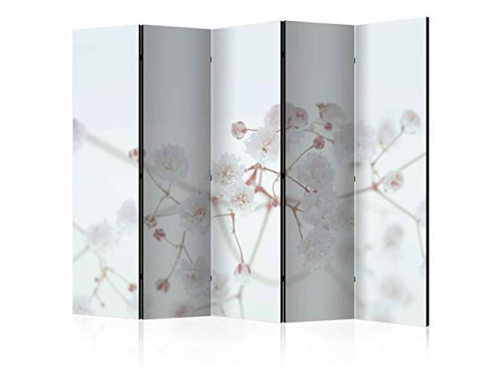decomonkey Paravent Raumteiler Innen Blumen, 225x172 cm, 5-teilig, Natur Beidseitig, Wohnzimmer, Room Divider, Wall, Raumteiler Stehend, Trennwand, Sichtschutz, Spanische Wand, Sichtschutzwand, Holz