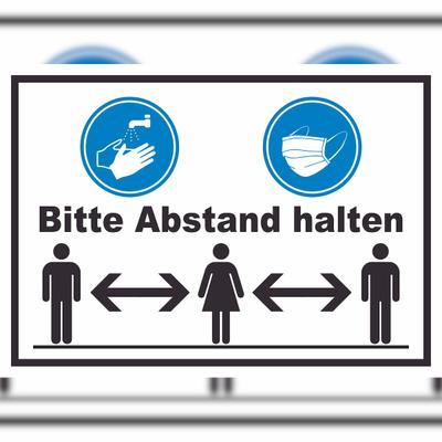 HB-Druck Hände waschen Mundschutz Abstand Schild A5 (148x210mm)