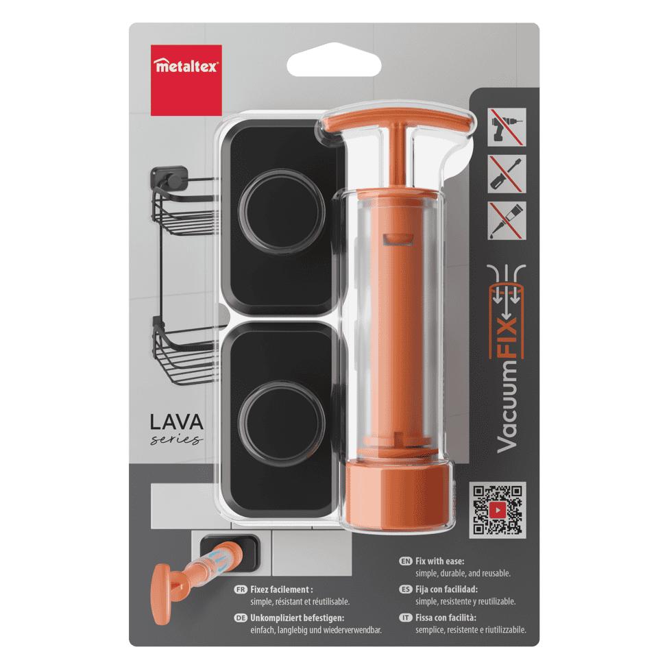 Metaltex Befestigungs-System VacuumFix, Haken-Set schwarz Farbe: matt-schwarz, Material: Kunststoff, Befesti (404998000)