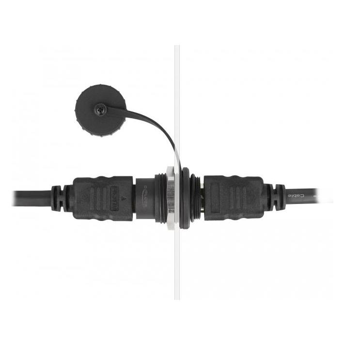 Delock HDMI-A Einbaubuchse mit Verschlusskappe IP67 staub- und wasserdicht (HDMI, HDMI) (86963)