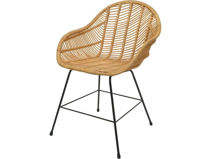 Chaise de salle à manger HWC-M28\, Chaise de cuisine en osier Chaise en rotin Chaise\, Kubu rotin métal