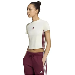 adidas Essentials 3 Stripes Slim Baby T-Shirt Damen - ivory/maroo