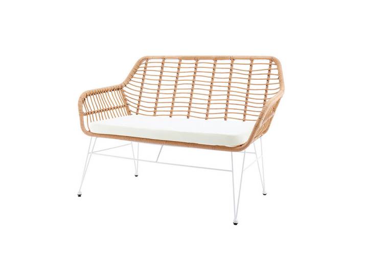 Mid.you Sitzbank, Natur, Weiß, Metall, 2-Sitzer, 120x85x69 cm, Esszimmer, Bänke, Sitzbänke