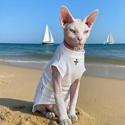 Inspired Living Soft Cotton Sphynx Cat Clothes For Cozy Hairless Cat Comfort white s
