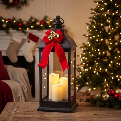 "25""H Pre-lit Candle lantern by BrylaneHome in Black"