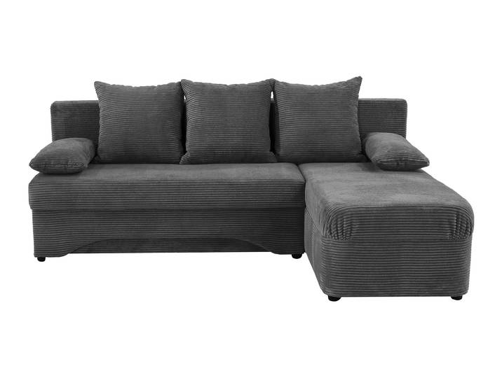 Ecksofa Cord grau Bettkasten Schlaffunktion 191 x 142 cm - POLARIS