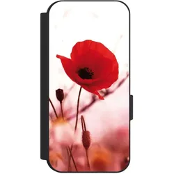 Nivocase Klapphülle für Google Pixel 9 Handyhülle aus Kunst Leder NIVOflip schwarz Blume Mohnblume Sommer (Google Pixel 9), Smartphone Hülle, Schwarz