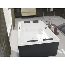 RIHO Olivia Rechteck-Thermae-Badewanne, für zwei Personen, 180x120x51cm, 335 Liter, B064004005, Ausführung: links, schwarze Kopfstütze
