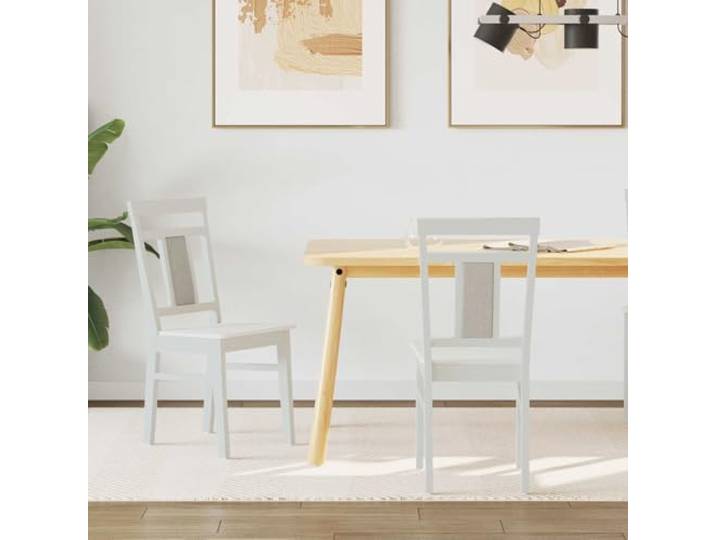 HMDNGOUT Esszimmerstuhl 2 STK. Massives Gummiholz Weiß Vintage-Design,gepolsterter Sitz,lackierte Oberfläche,Holzmaserung,Küche,Arbeitszimmer