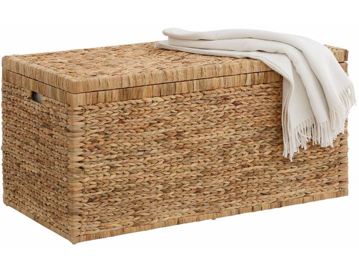 Truhe GOODPRODUCT, beige (natur), B:80cm H:34cm T:37cm, Geflecht Wasserhyazinthe, Truhen, Truhe, innen mit Baumwolle bespannt