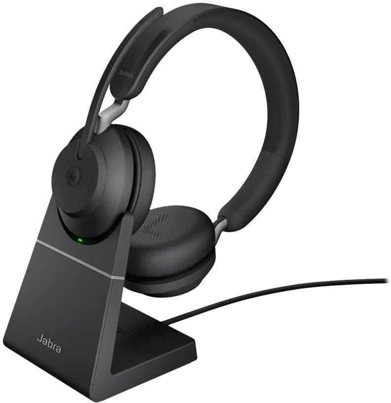 Jabra Evolve2 65 Stereo Wireless Headset - Black - MS Teams - USB-C - With Charging Stand