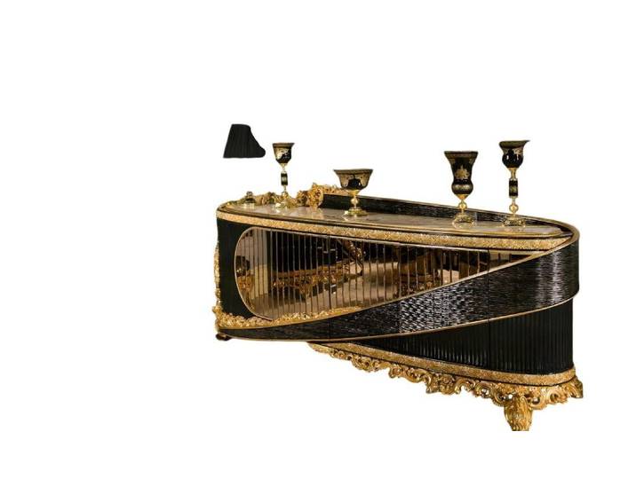 JVmoebel Sideboard Schwarzer Holzspiegel mit goldfarbenem Rahmen (Sideboard, Spiegel), Made in Europe