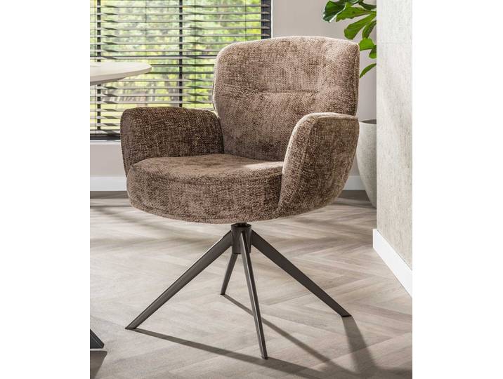 2er Set Stuhl Duba , drehbar , Hoven-Stoff , champagne-braun