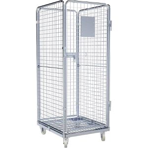HMH Rollbehälter ADB, mit Tür, Nutzhöhe 1630mm, verzinkt, Stahlbodenplatte 710 x 800mm, 4-seitig