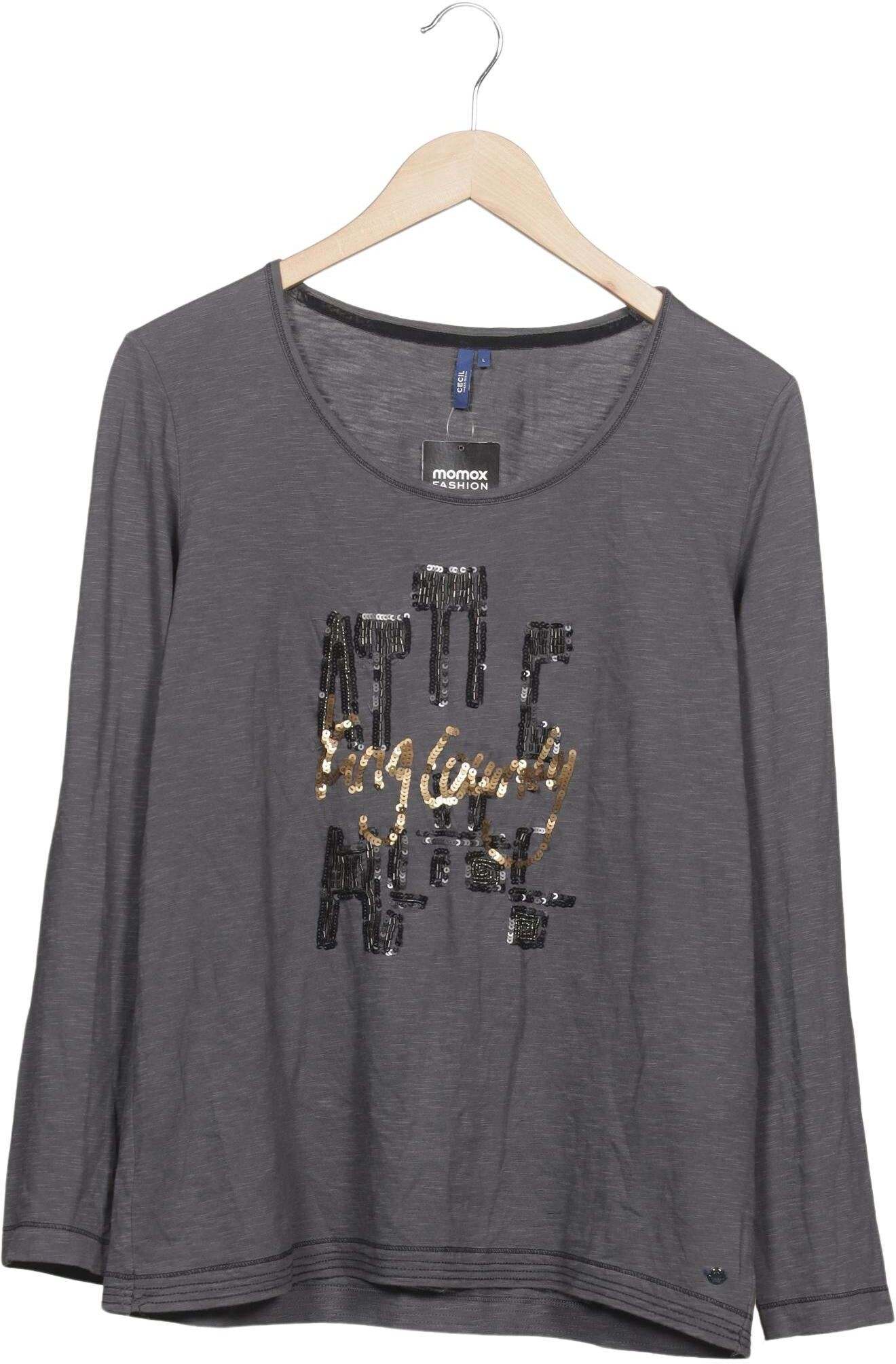Cecil Damen Langarmshirt, Grau, Gr. L, Baumwolle - Second Hand