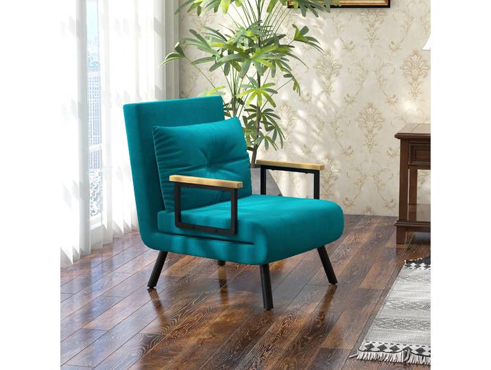 HOMCOM Fauteuil Lit 3-en-1 Réglable 5 Positions Bleu Foncé