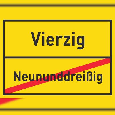 HB-Druck Vierzig Neununddreißig Schild Ortsschild A0 Rückseite selbstklebend