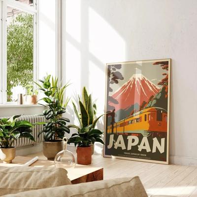 Uplift Essentials Retro Japanese Railway Landscape Canvas Print Tokyo Rainy Night Street Art For Modern Home Decor style 14 11.8 X 15.7 In