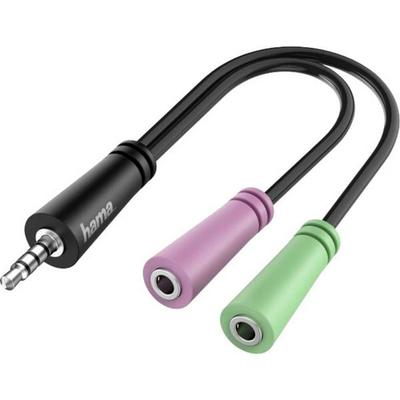 Hama 00200352 Klinke Audio Anschlusskabel [1x Klinkenstecker 3.5 mm - 2x Klinkenbuchse 3.5 mm] 0.15 m Schwarz