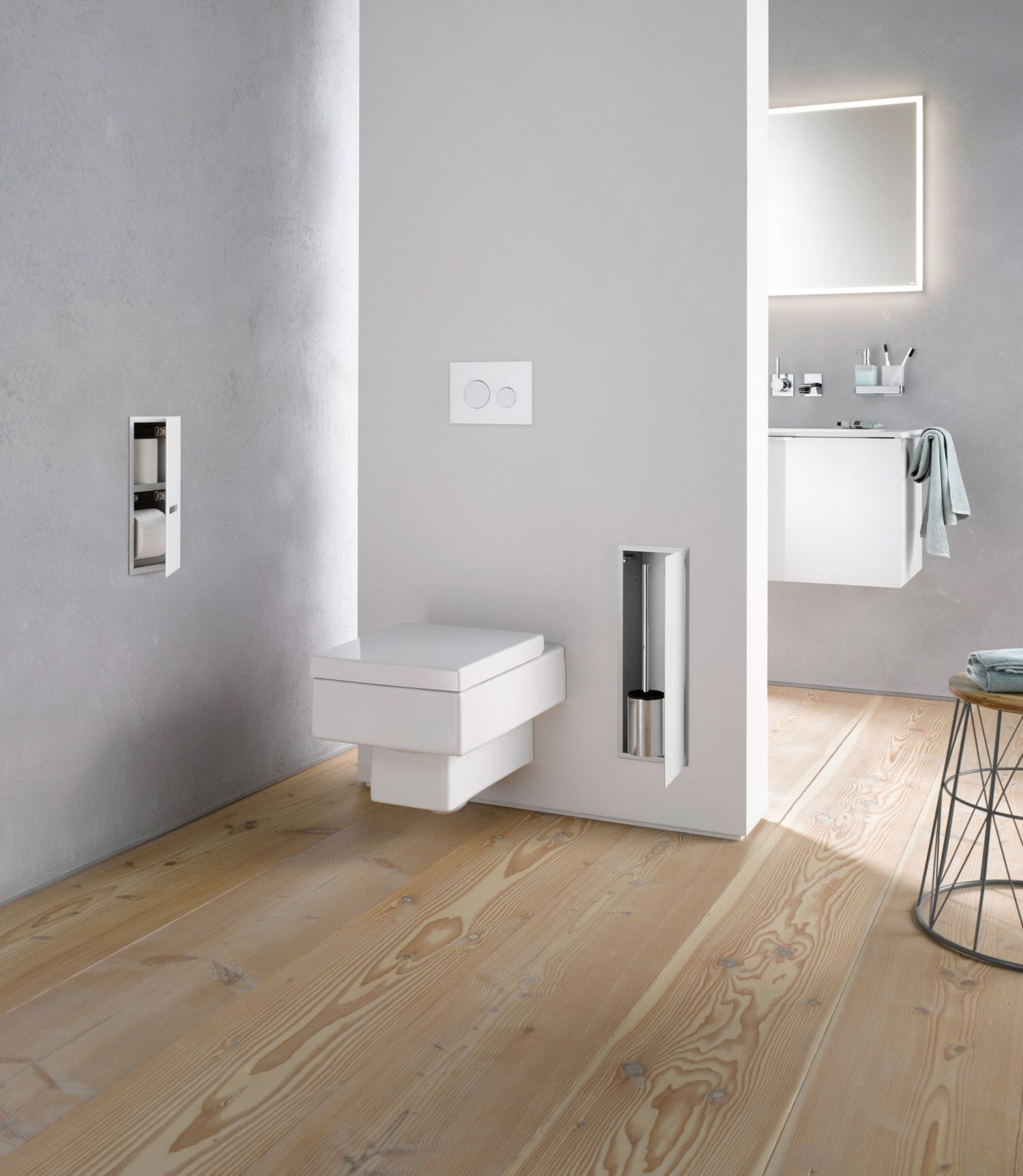 Emco asis 2.0 Toilettenbürstengarnitur-Modul Unterputz, Accessoires, 973428431, weiss matt