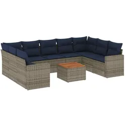 vidaXL, Gartenlounge, Makono (2er Armsofa + 2 Ecken + 5 Mittelstücke + Tisch)