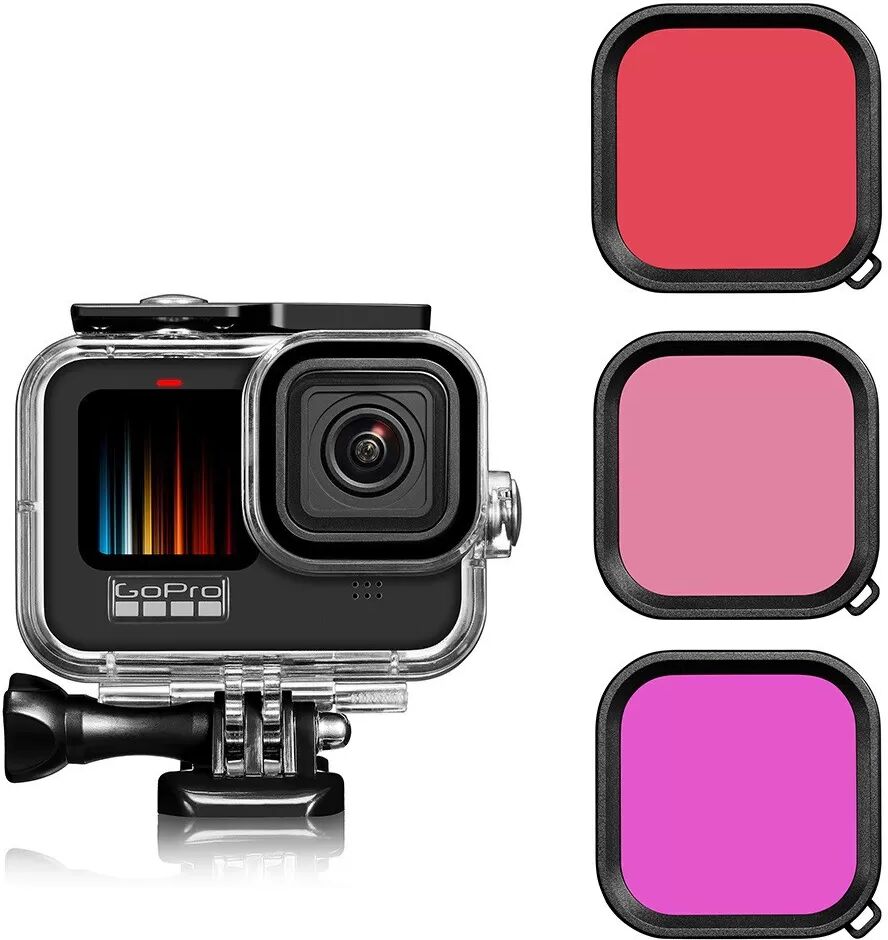 INF Filtre de plongée violet avec boîtier étanche pour GoPro 9/10/11/12 Rouge