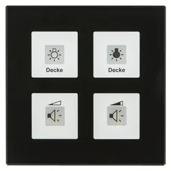 MDT RF-GTT4S.01 KNX RF+ Funk Glastaster Plus 4-fach mit Aktor, Schwarz RFGTT4S01