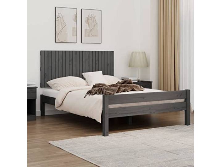 Holzbett Kopfteil aus massivem Kiefernholz, Wandmontage, grau, 140x3x60 cm, bietet hervorragende Rückenstütze beim Lesen oder Fernsehen in