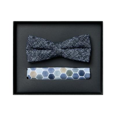 Fliege VENTI "VENTI Set aus Fliege und Einstecktuch gemustert", Herren, dunkelblau, 72% Polyester, 20% Viskose, 8% Elasthan, Fliegen