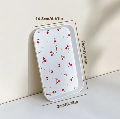 Inspire Picks WORTHBUY Cherry Pattern Serving Tray For Desserts, Jewelry & Home Organization white S