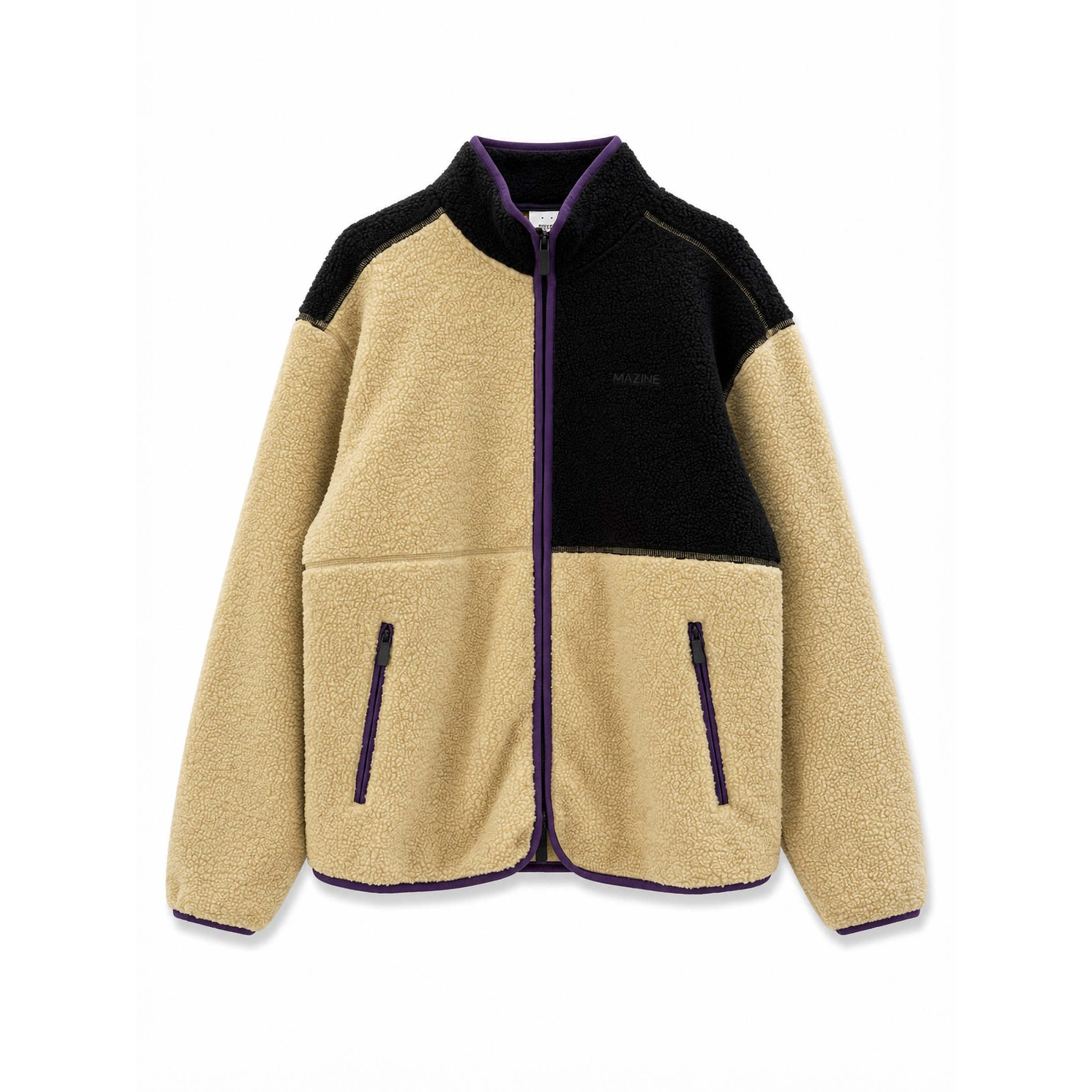 Mazine Color Block Sherpa Herren Fleecejacke beige Größe M Lifestyle Elastisch