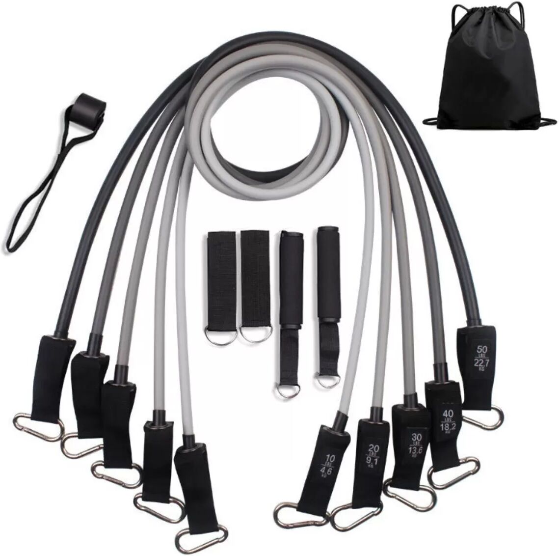INF 100 Lb TPE Widerstandsbänder Set - 11-teiliges Trainingsband Set für das Heim-Fitnessstudio Krafttraining