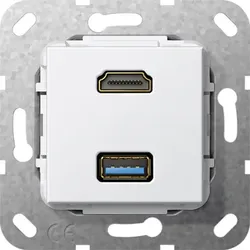 Gira 567903 HDMI USB 3.0 A K-Peitsche Einsatz Reinweiß