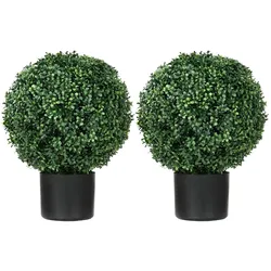 HOMCOM Künstliche Pflanzen 2er-Set UV-beständige Kunstpflanze im Blumentopf Grün