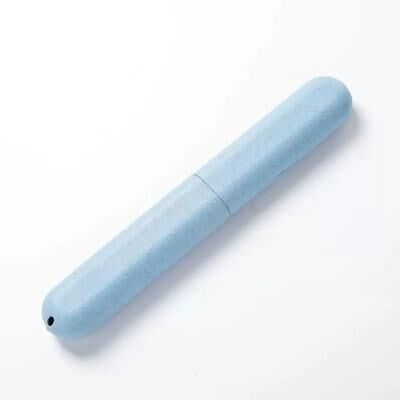 Uplifted Finds Portable Travel Toothbrush Storage Box Compact Wheat Straw Hygiene Case blue