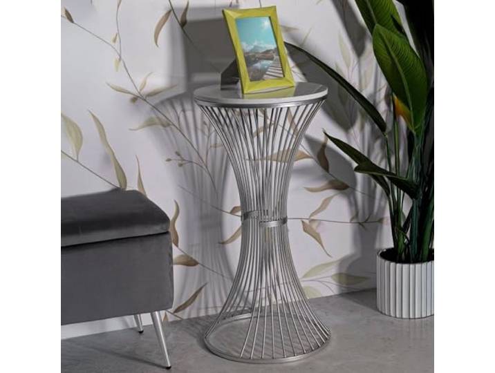 Dmora Sitnica Couchtisch 40x40x79h cm, Silber, Rund