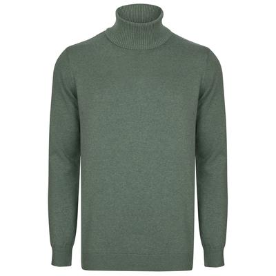 Rollkragenpullover FELIX HARDY "Rollkragenpullover", Herren, Gr. M, grün, 100% Baumwolle, hoch geschlossener Ausschnitt, Pullover Rollkragenpullover